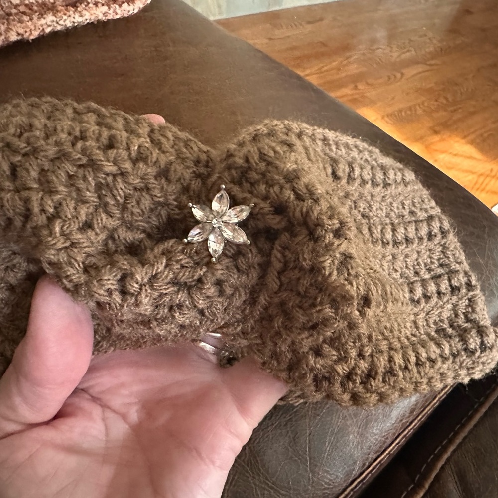Hand crafted crochet Brown Headband ear warmer